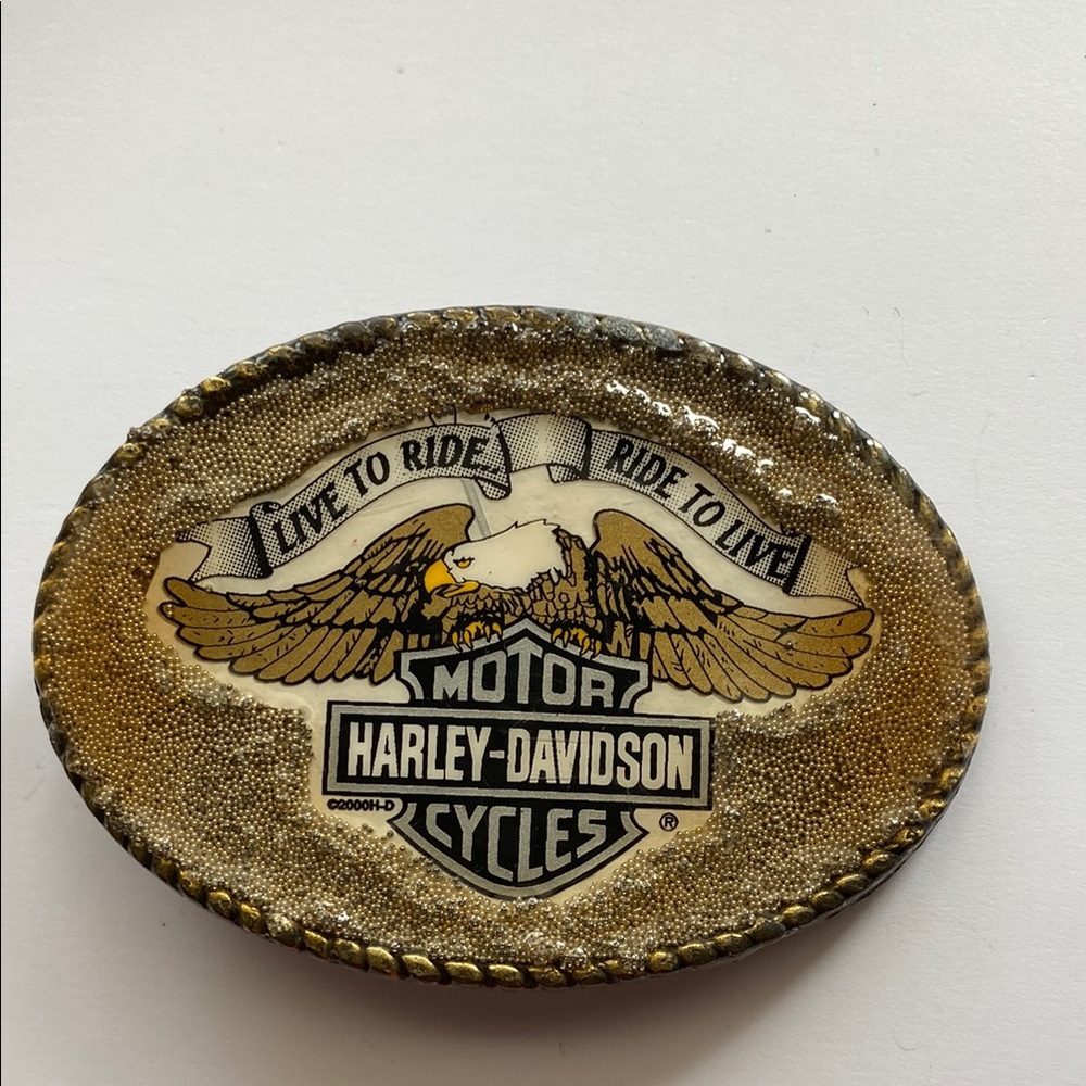 Vintage Harley Davidson Belt Buckle w/ Eagle Design life to ride ride to live 4”